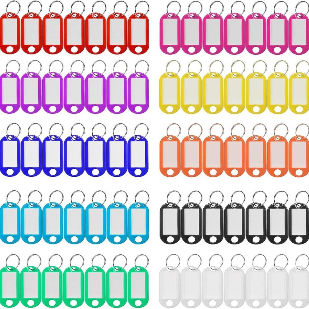 Plastic Key Tags 220 Pcs, Key Labels with Ring and Label Window, Key Chain ID Ta